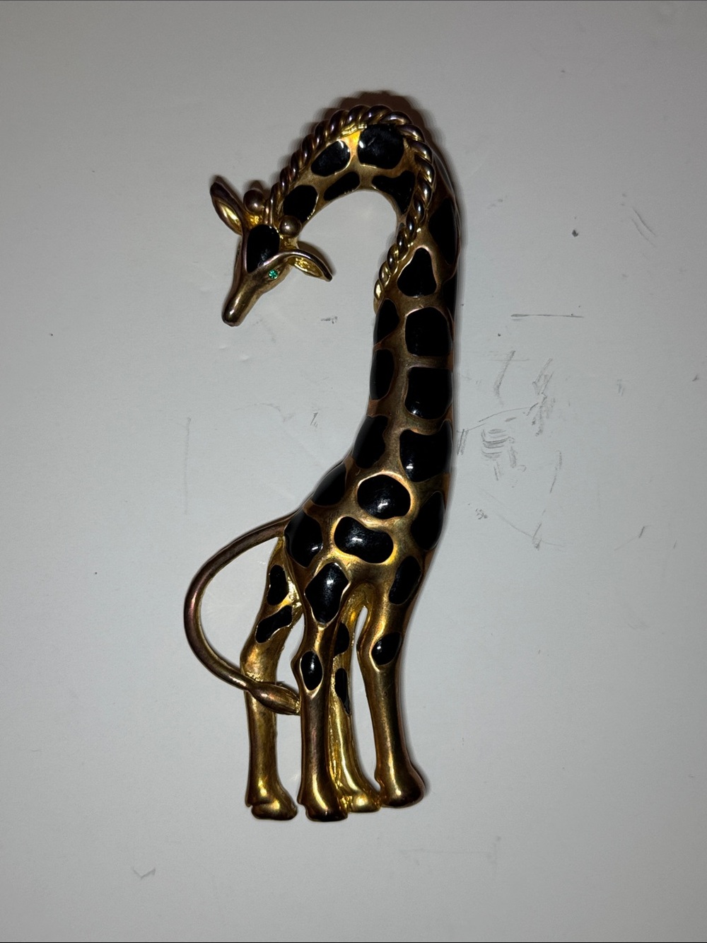 Gold-tone Giraffe Brooch with Black Enamel Spots